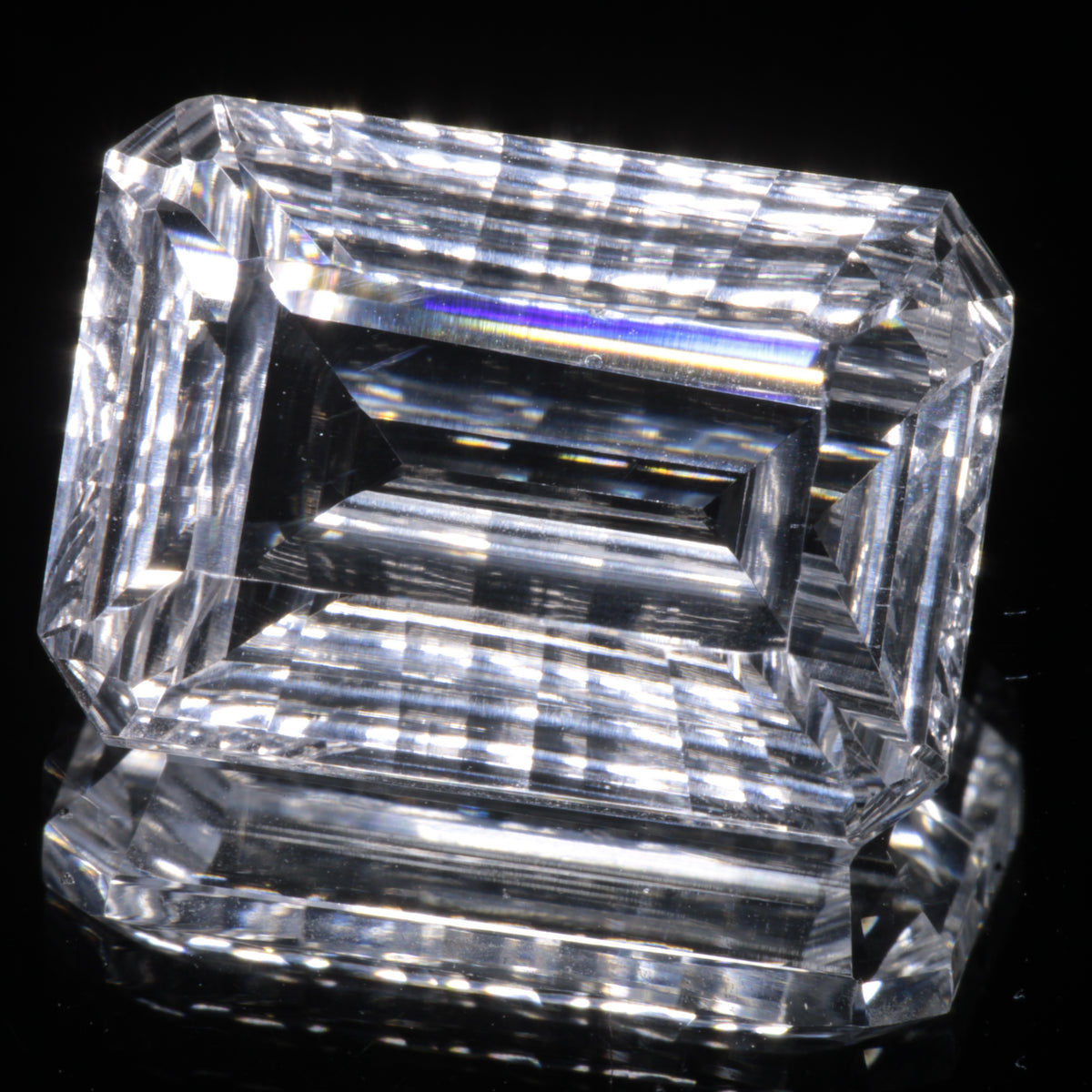 Faceted Colorless White Sapphire Fantasy Rectangle Fantasy Cut Gem