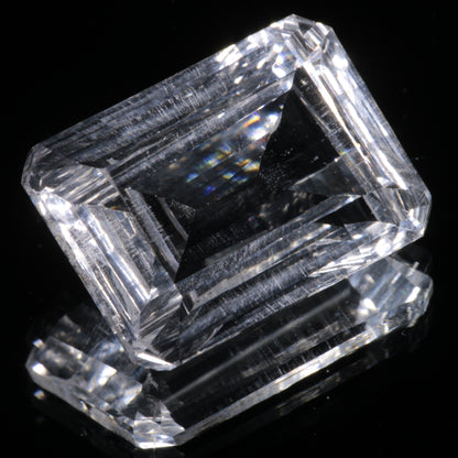 Faceted Colorless White Sapphire Fantasy Rectangle Fantasy Cut Gem