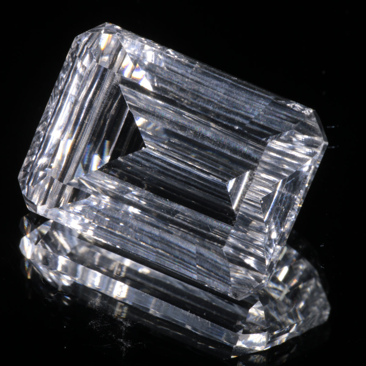 Faceted Colorless White Sapphire Fantasy Rectangle Fantasy Cut Gem