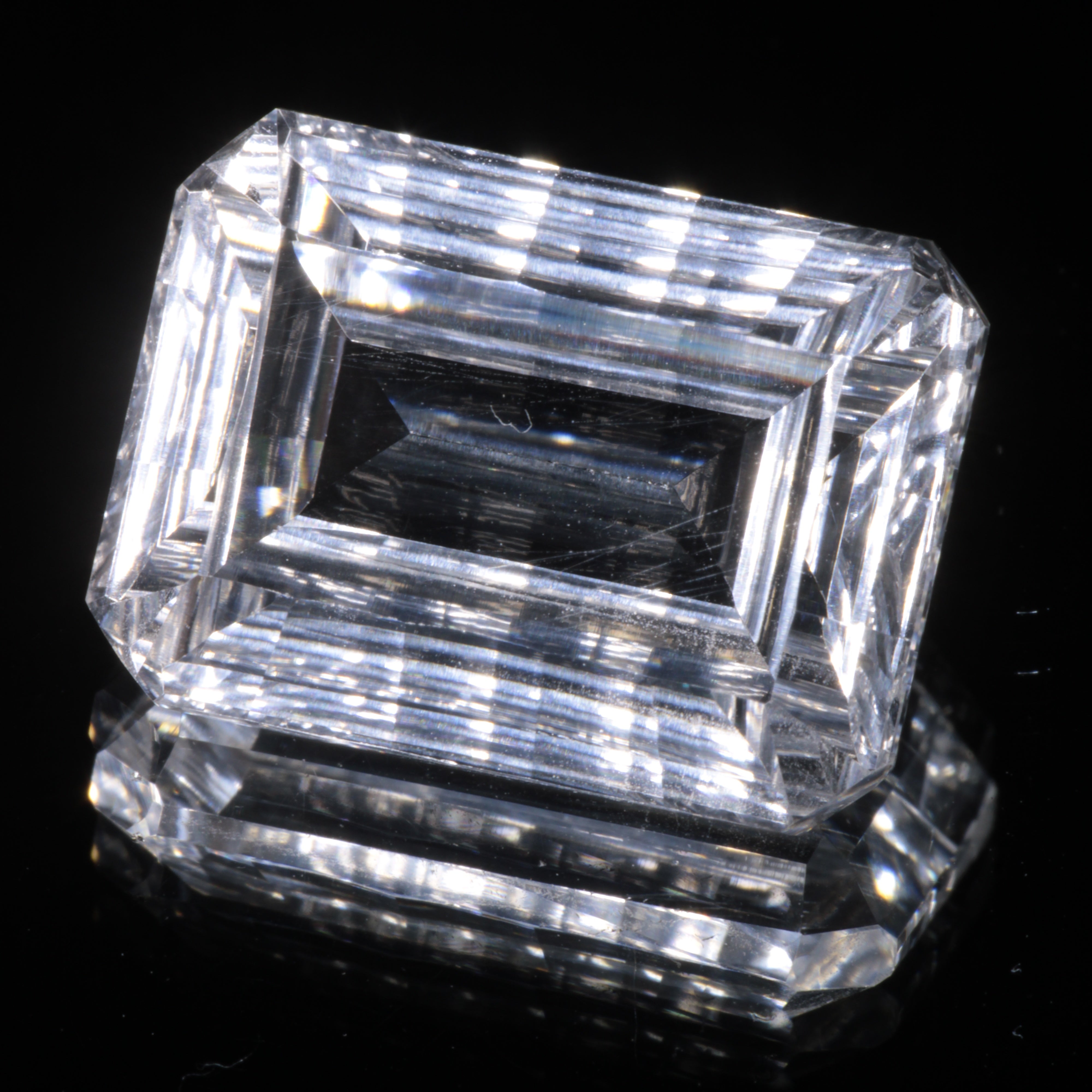 Faceted Colorless White Sapphire Fantasy Rectangle Fantasy Cut Gem