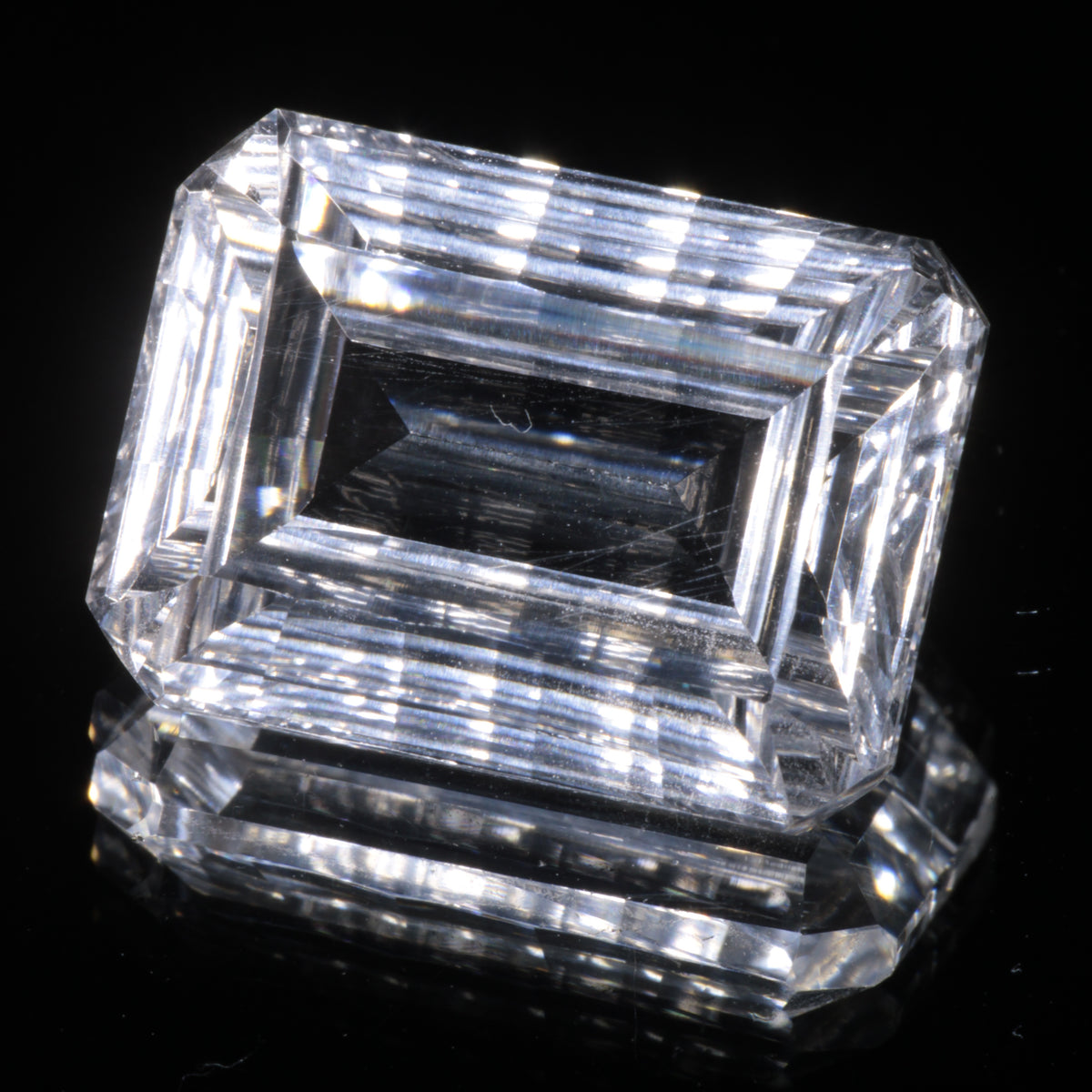 Faceted Colorless White Sapphire Fantasy Rectangle Fantasy Cut Gem