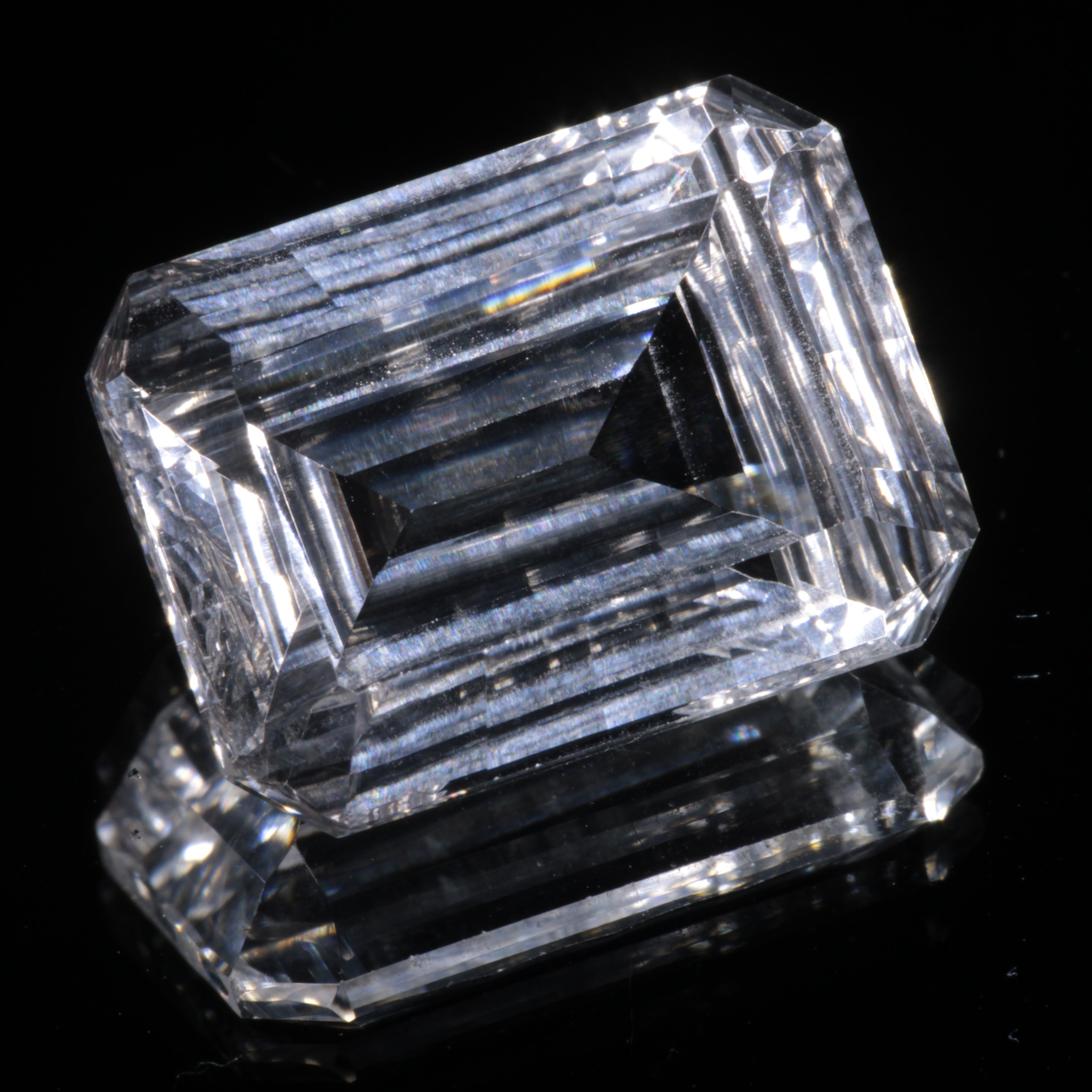 Faceted Colorless White Sapphire Fantasy Rectangle Fantasy Cut Gem