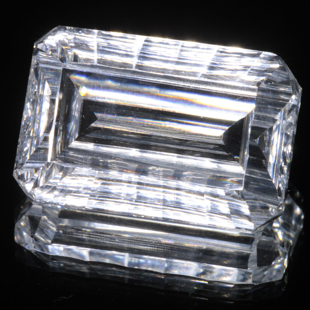 Faceted Colorless White Sapphire Fantasy Rectangle Fantasy Cut Gem