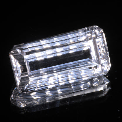 Faceted Colorless White Sapphire Long Fantasy Rectangle Fantasy Cut Gem