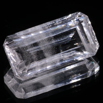 Faceted Colorless White Sapphire Long Fantasy Rectangle (Bubbly Veil) Fantasy Cut Gem