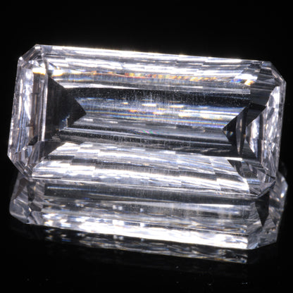 Faceted Colorless White Sapphire Long Fantasy Rectangle Fantasy Cut Gem