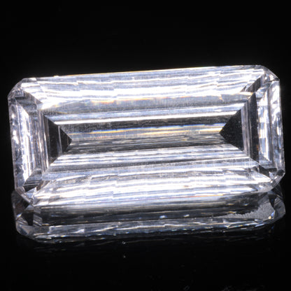 Faceted Colorless White Sapphire Long Fantasy Rectangle Fantasy Cut Gem