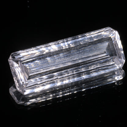 Faceted Colorless White Sapphire Long Fantasy Rectangle Fantasy Cut Gem