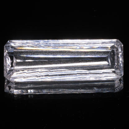 Faceted Colorless White Sapphire Long Fantasy Rectangle Fantasy Cut Gem