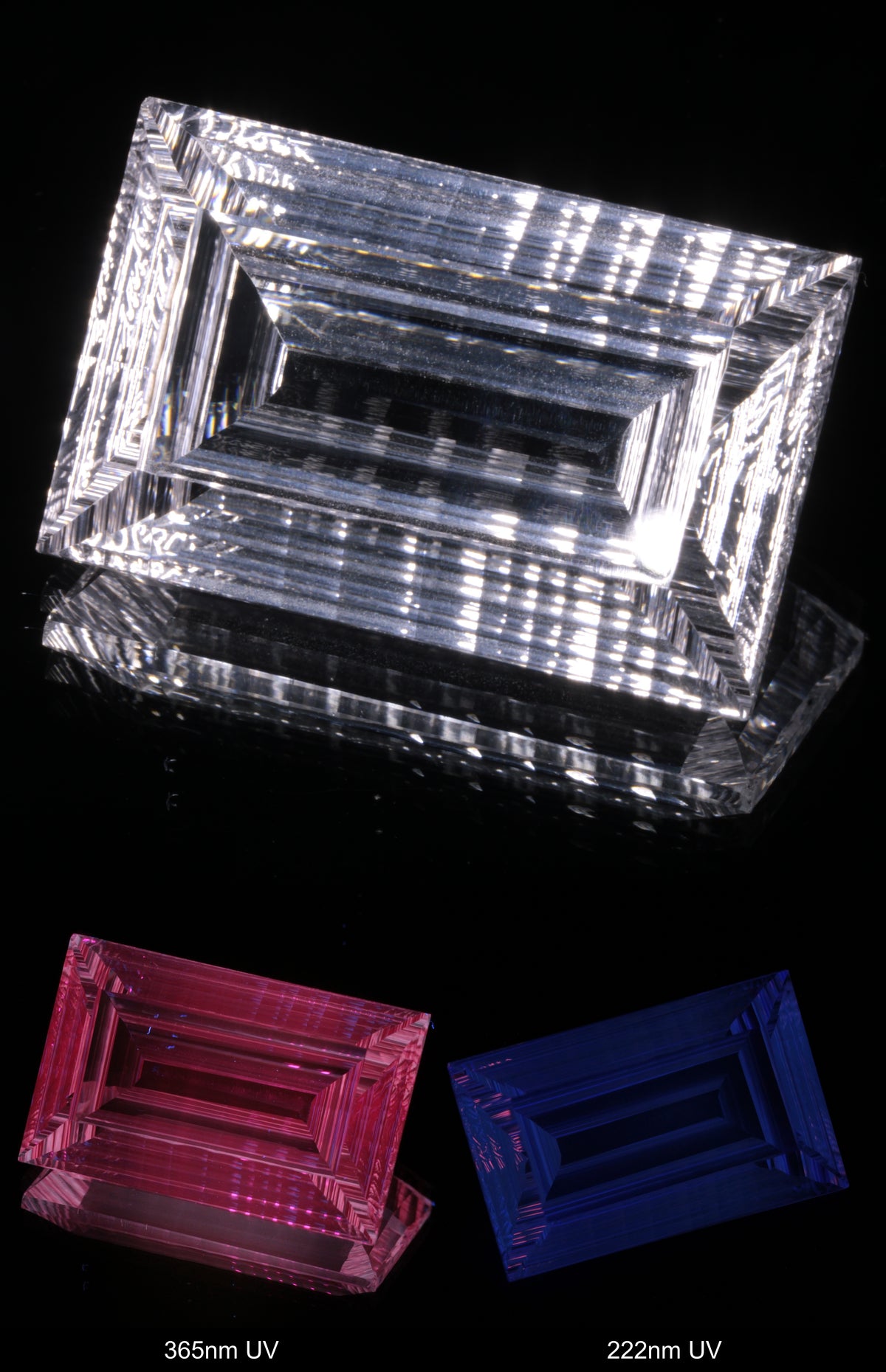Faceted Colorless White Sapphire Large Rippled Rectangle Fantasy Cut Gem