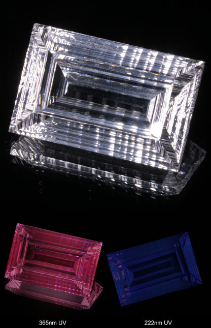 Faceted Colorless White Sapphire Large Rippled Rectangle Fantasy Cut Gem