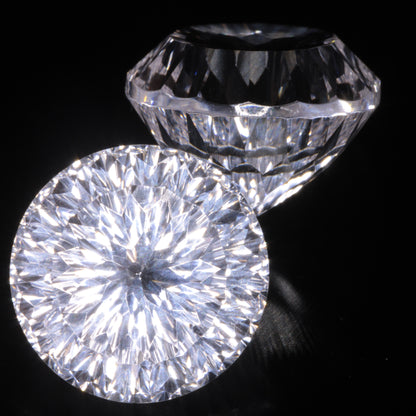 Faceted Colorless White Sapphire Fantasy Portuguese Round Fantasy Cut Gem