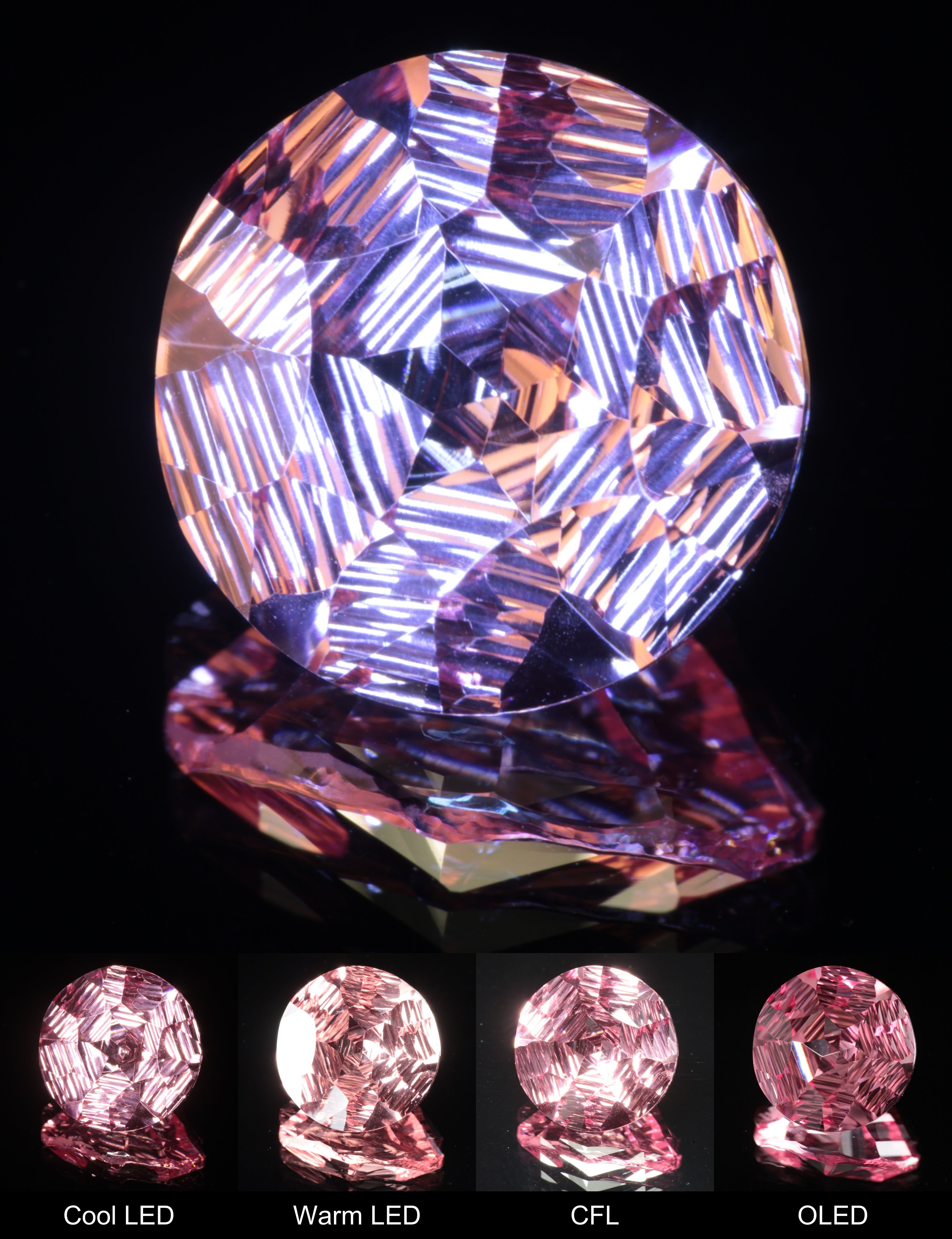 Fantasy Hexy Round Cut Strawberry Laser Sapphire