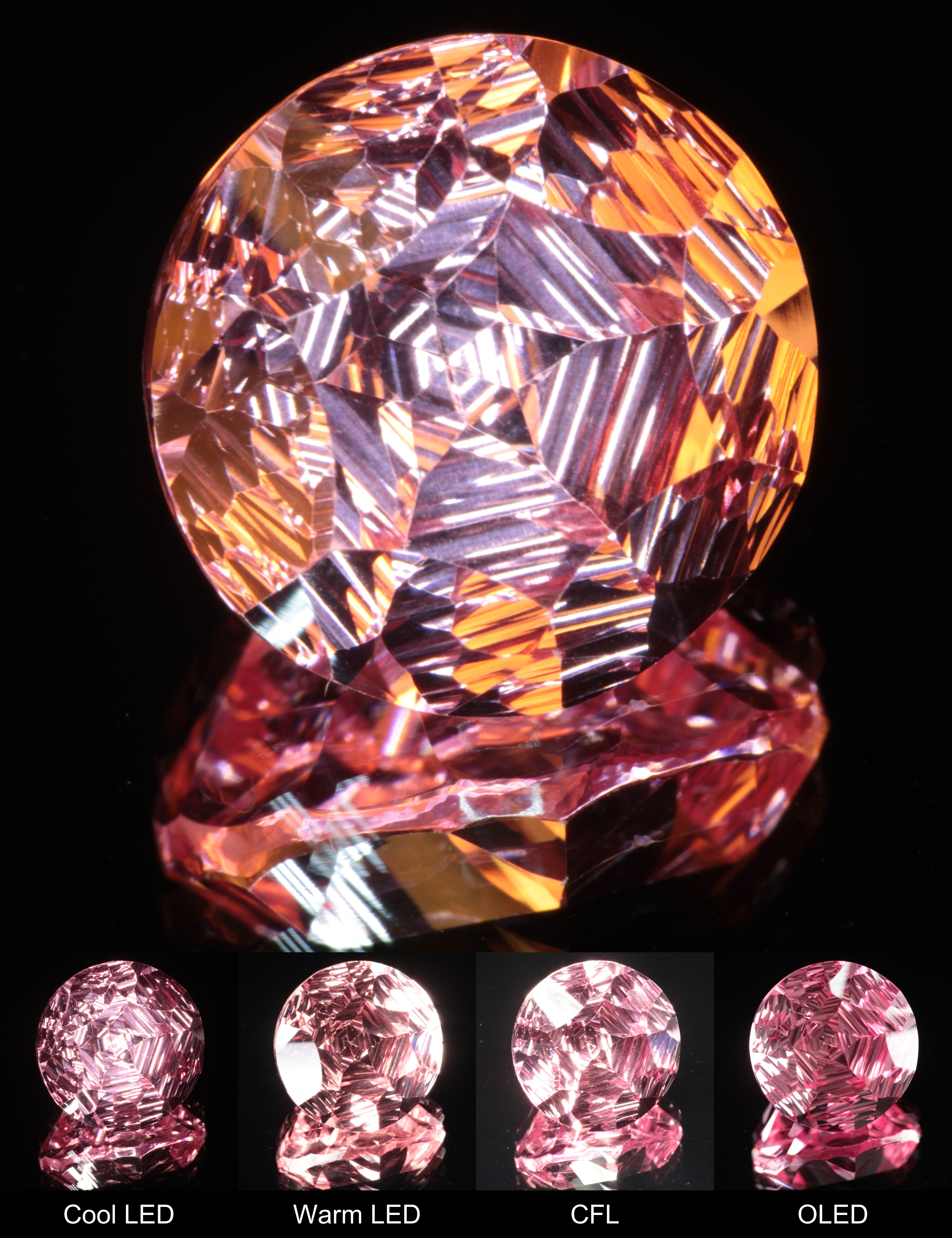 Fantasy Hexy Round Cut Strawberry Laser Sapphire