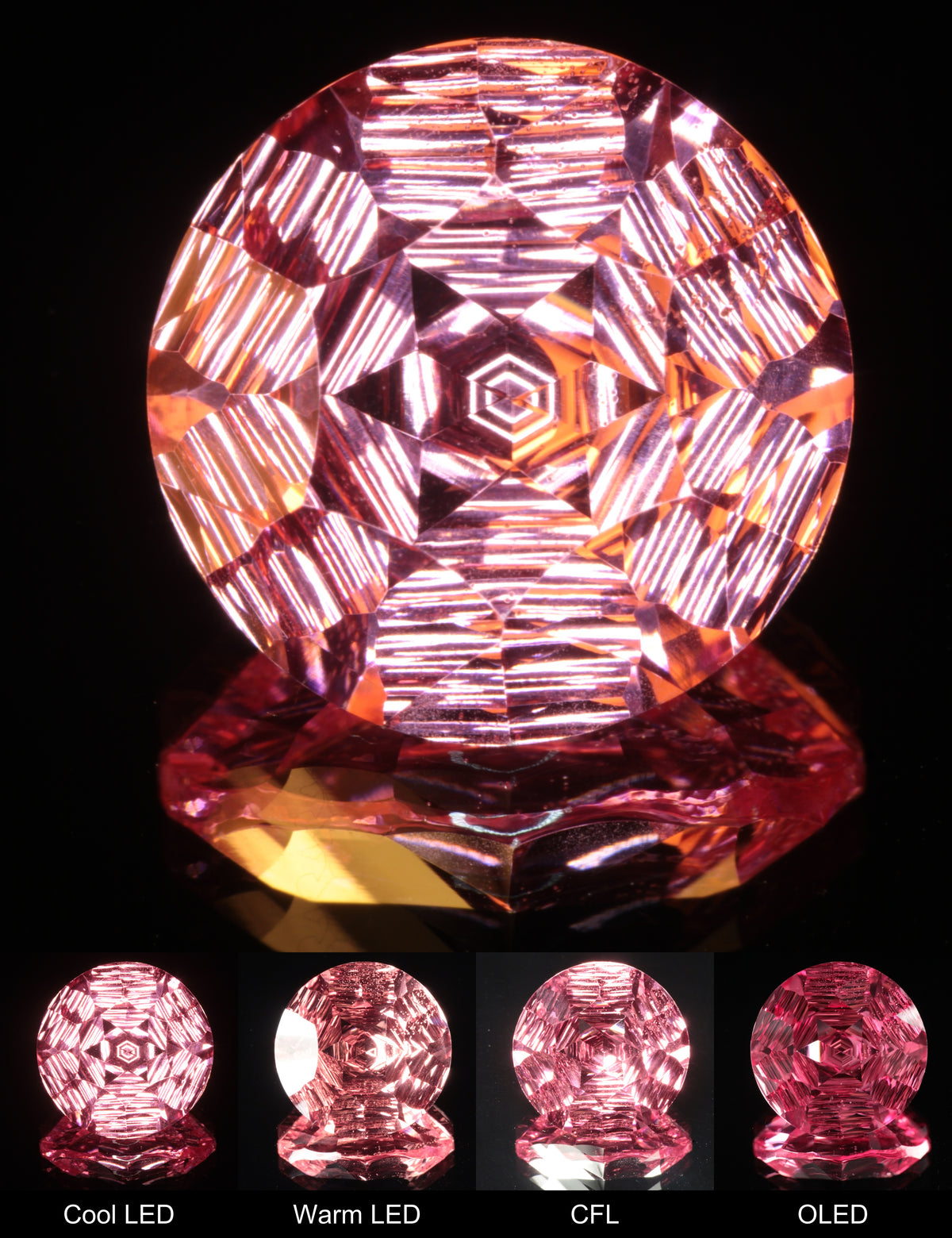 Fantasy Hexy Round Cut Strawberry Laser Sapphire