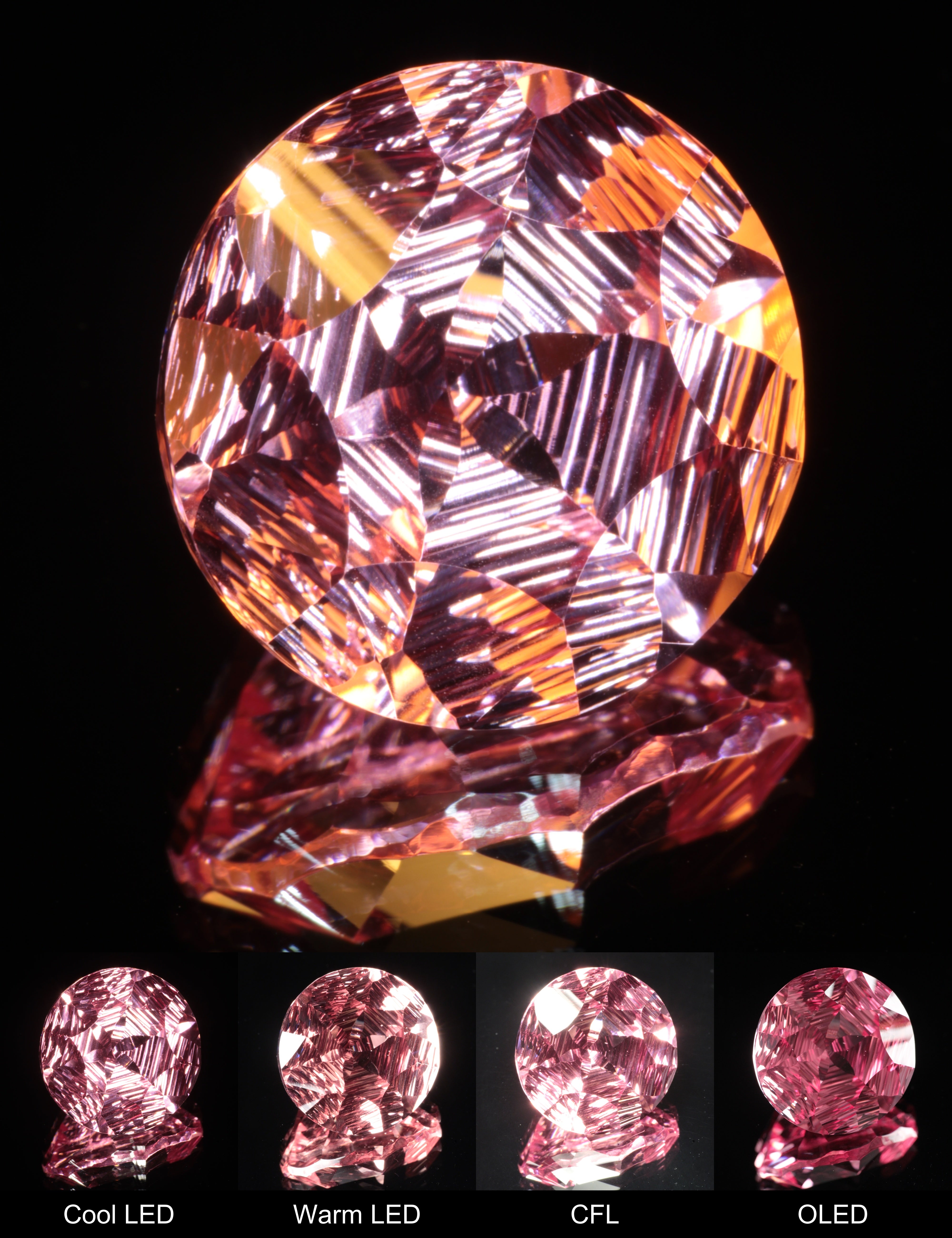 Fantasy Hexy Round Cut Strawberry Laser Sapphire