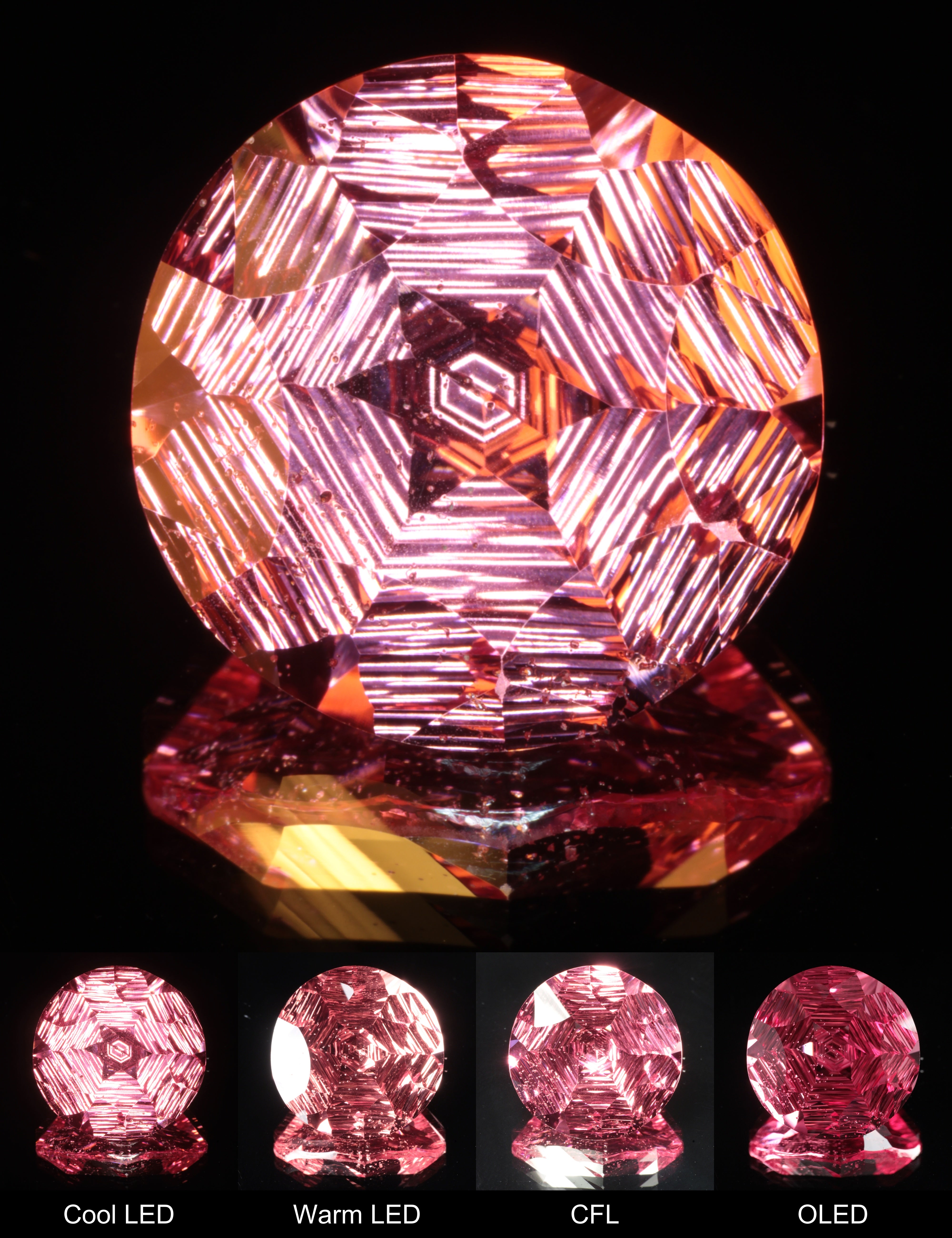 Fantasy Hexy Round Cut Strawberry Laser Sapphire