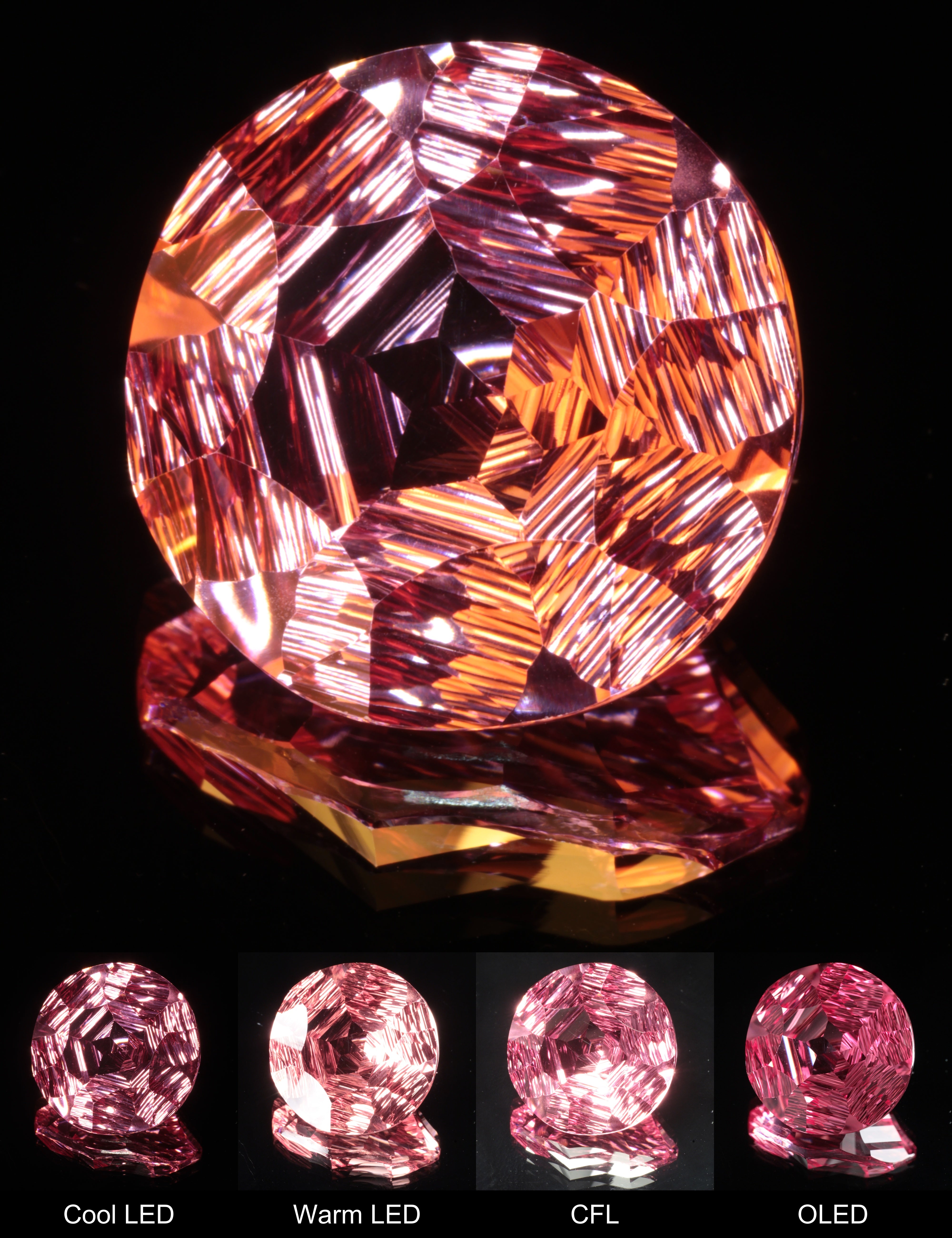 Fantasy Hexy Round Cut Strawberry Laser Sapphire