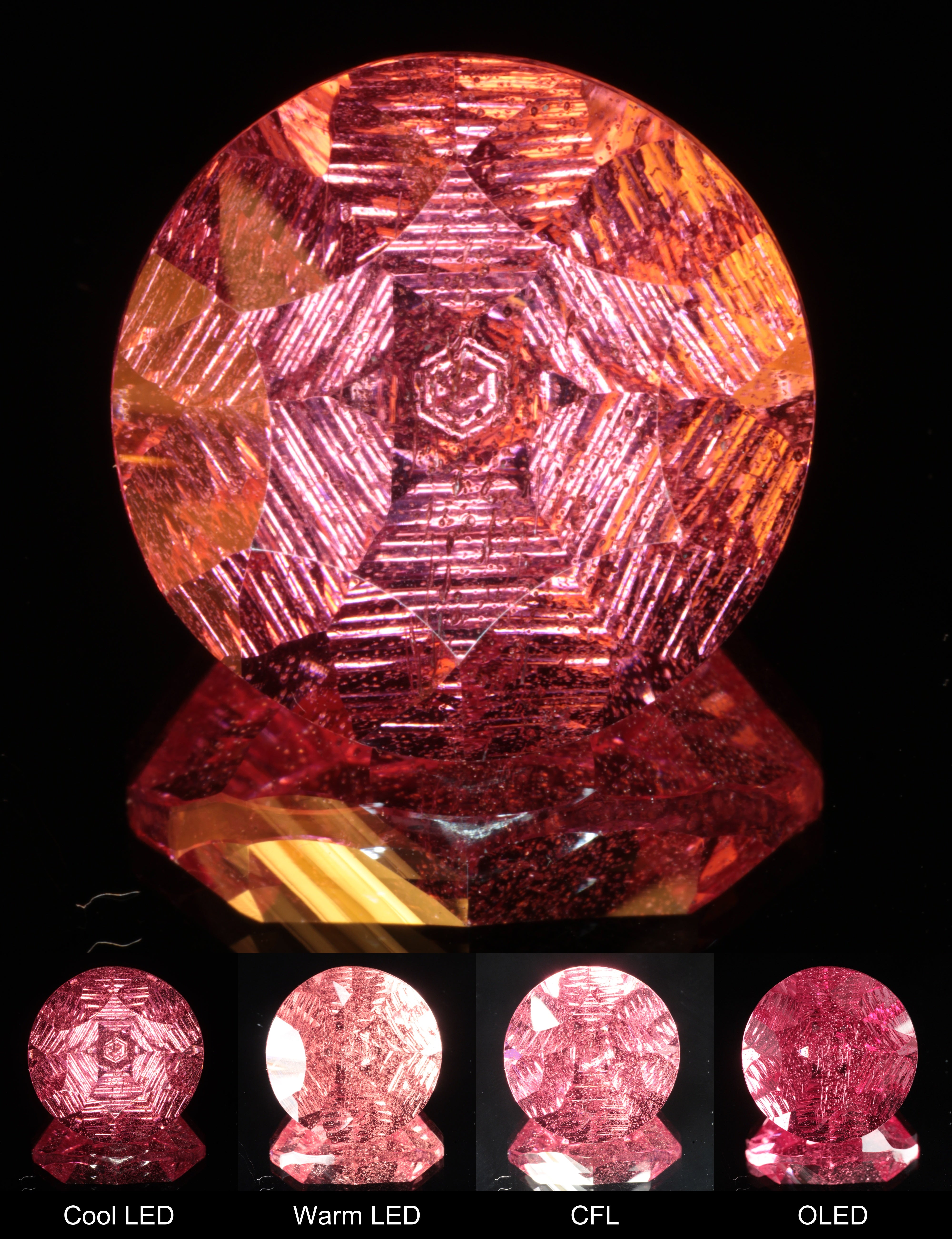 Fantasy Hexy Round Cut Strawberry Laser Sapphire