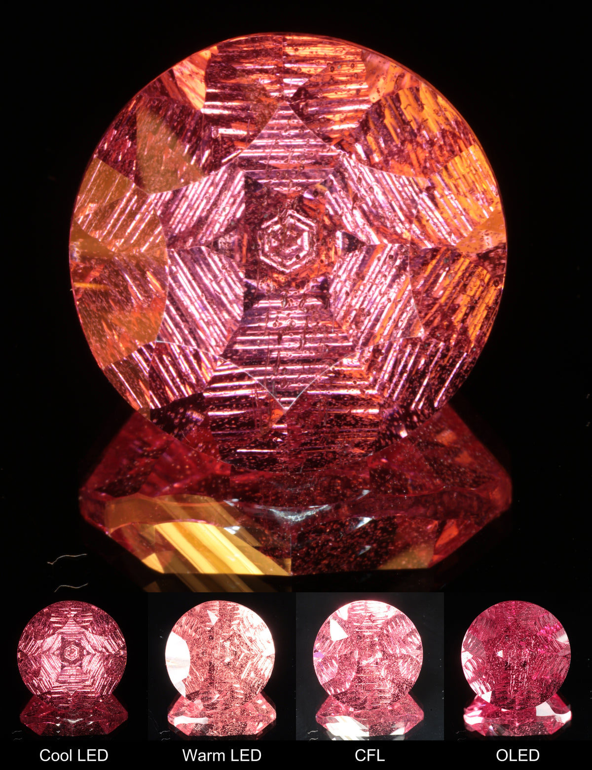 Fantasy Hexy Round Cut Strawberry Laser Sapphire