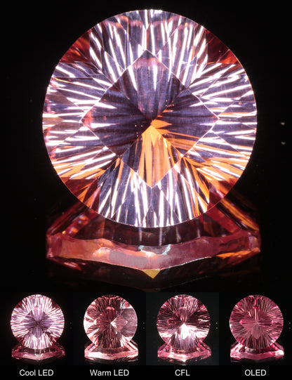 Fantasy Pinstripe Diamond Round Cut Strawberry Laser Sapphire