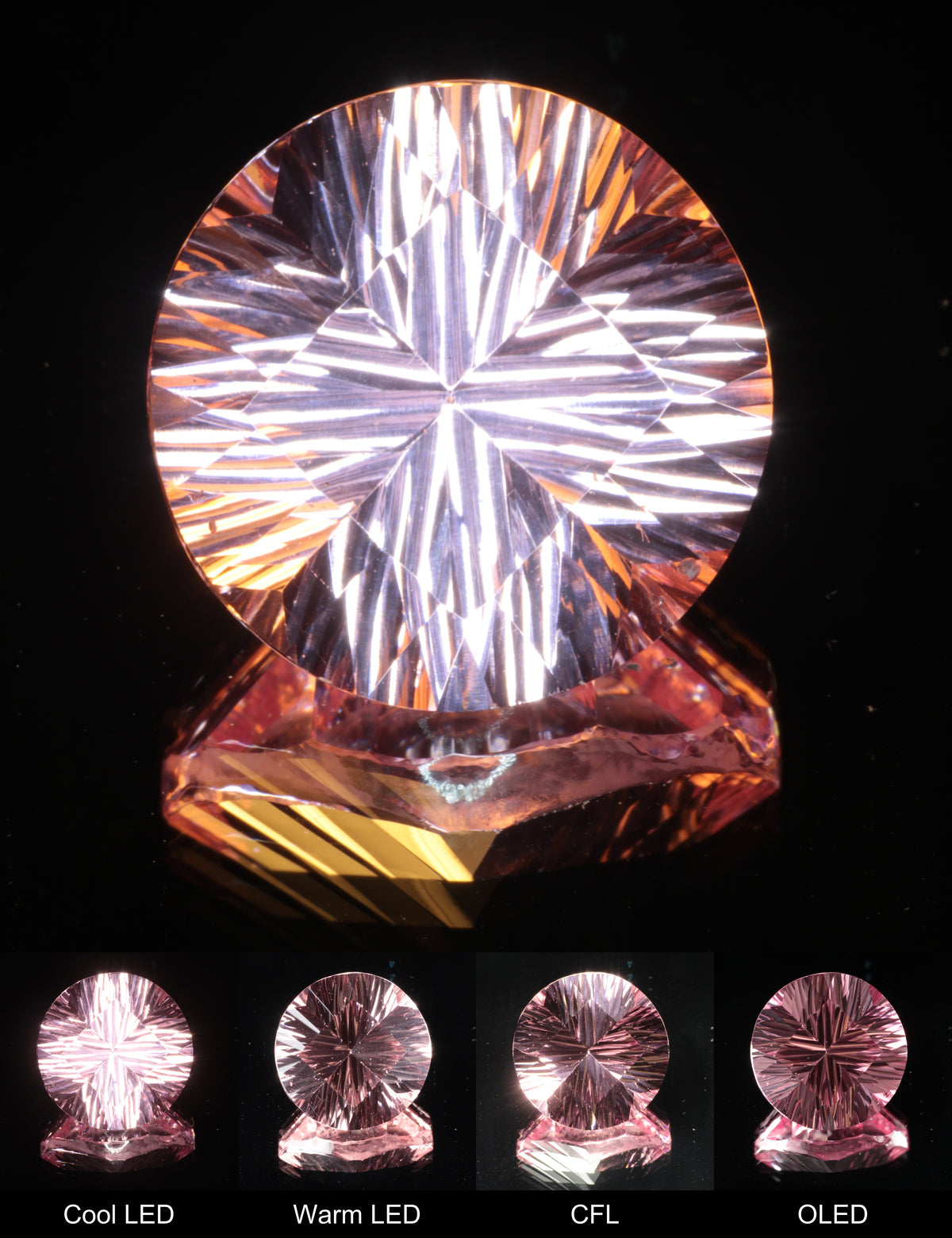 Fantasy Pinstripe Diamond Round Cut Strawberry Laser Sapphire