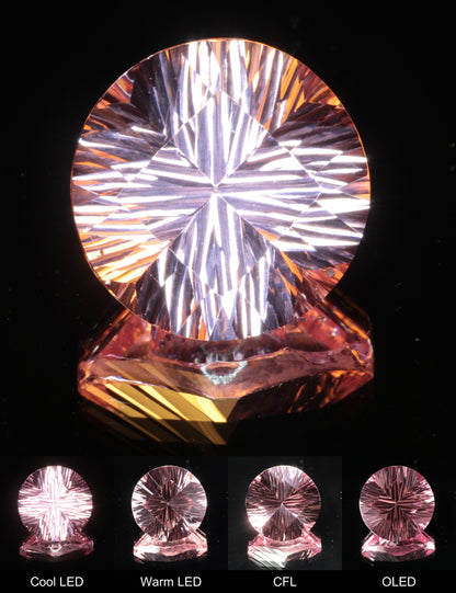 Fantasy Pinstripe Diamond Round Cut Strawberry Laser Sapphire