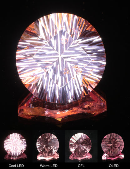 Fantasy Pinstripe Diamond Round Cut Strawberry Laser Sapphire