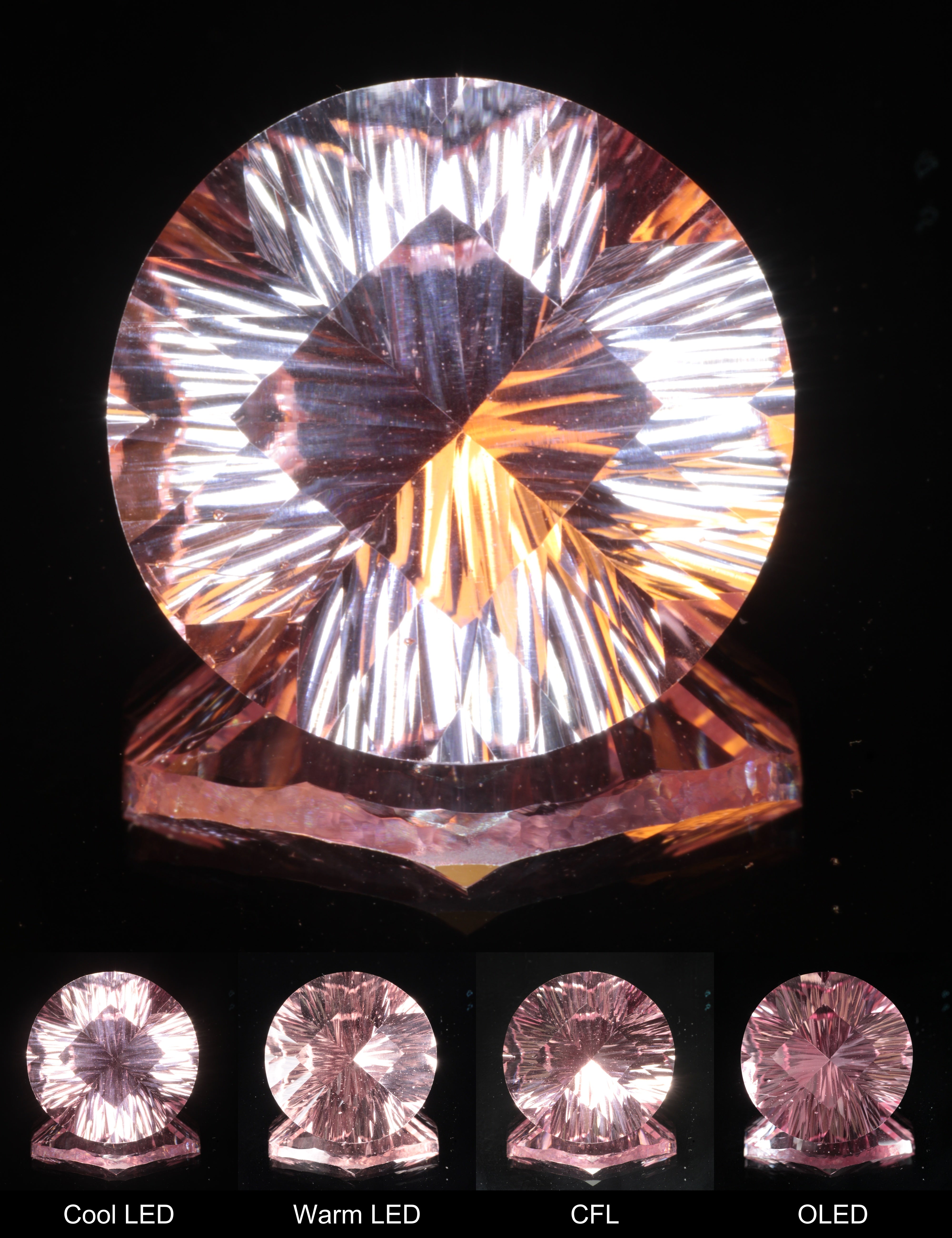 Fantasy Pinstripe Diamond Round Cut Strawberry Laser Sapphire