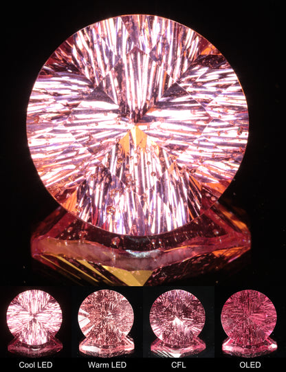 Fantasy Pinstripe Diamond Round Cut Strawberry Laser Sapphire
