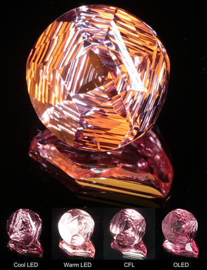 Fantasy Four Point Diamond Round (Fracture) Cut Strawberry Laser Sapphire