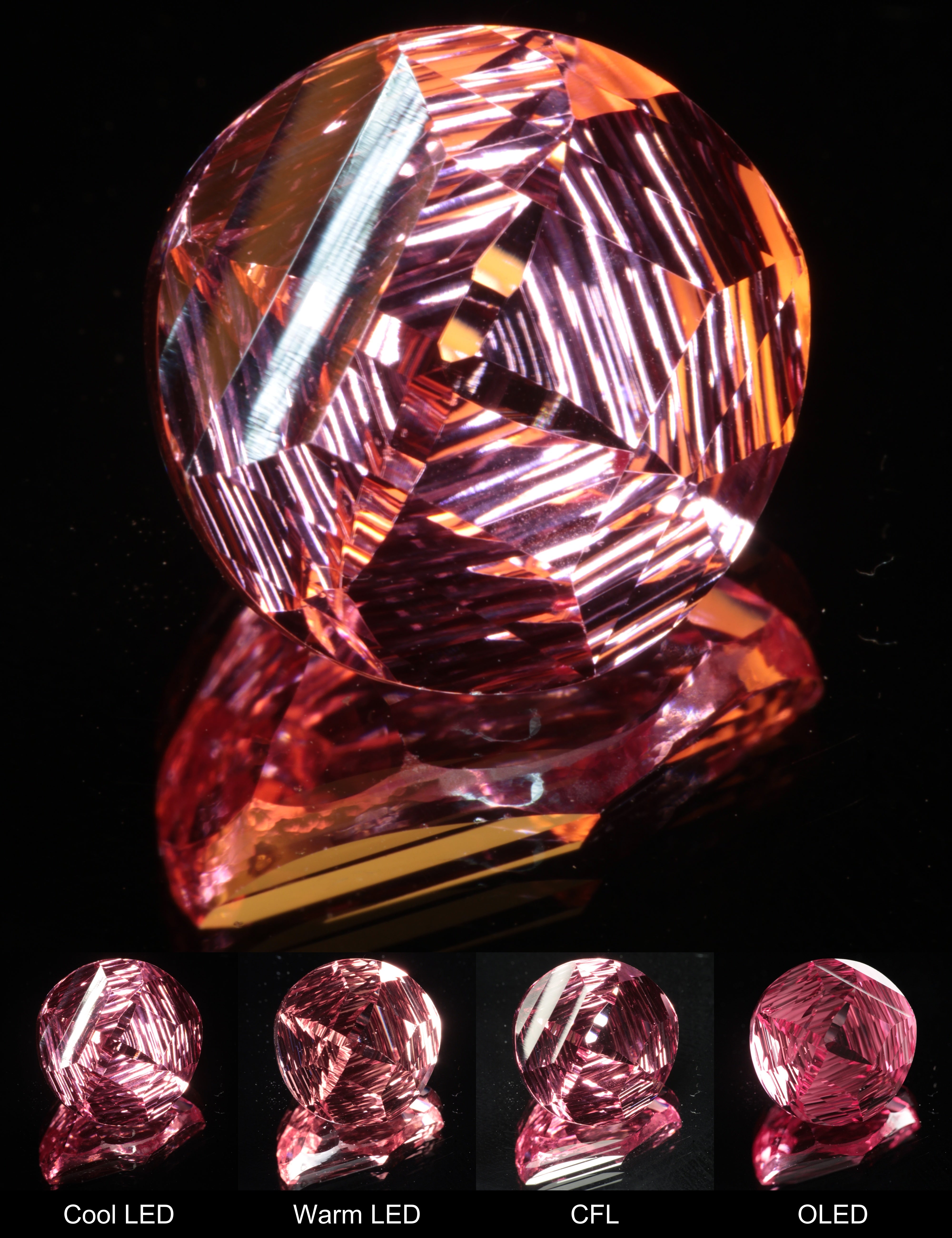 Fantasy Four Point Diamond Round Cut Strawberry Laser Sapphire