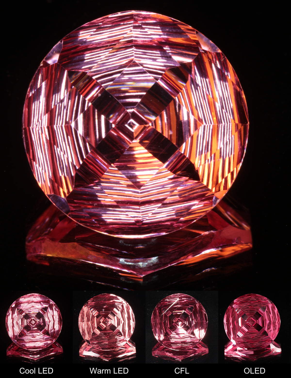 Fantasy Four Point Diamond Round Cut Strawberry Laser Sapphire
