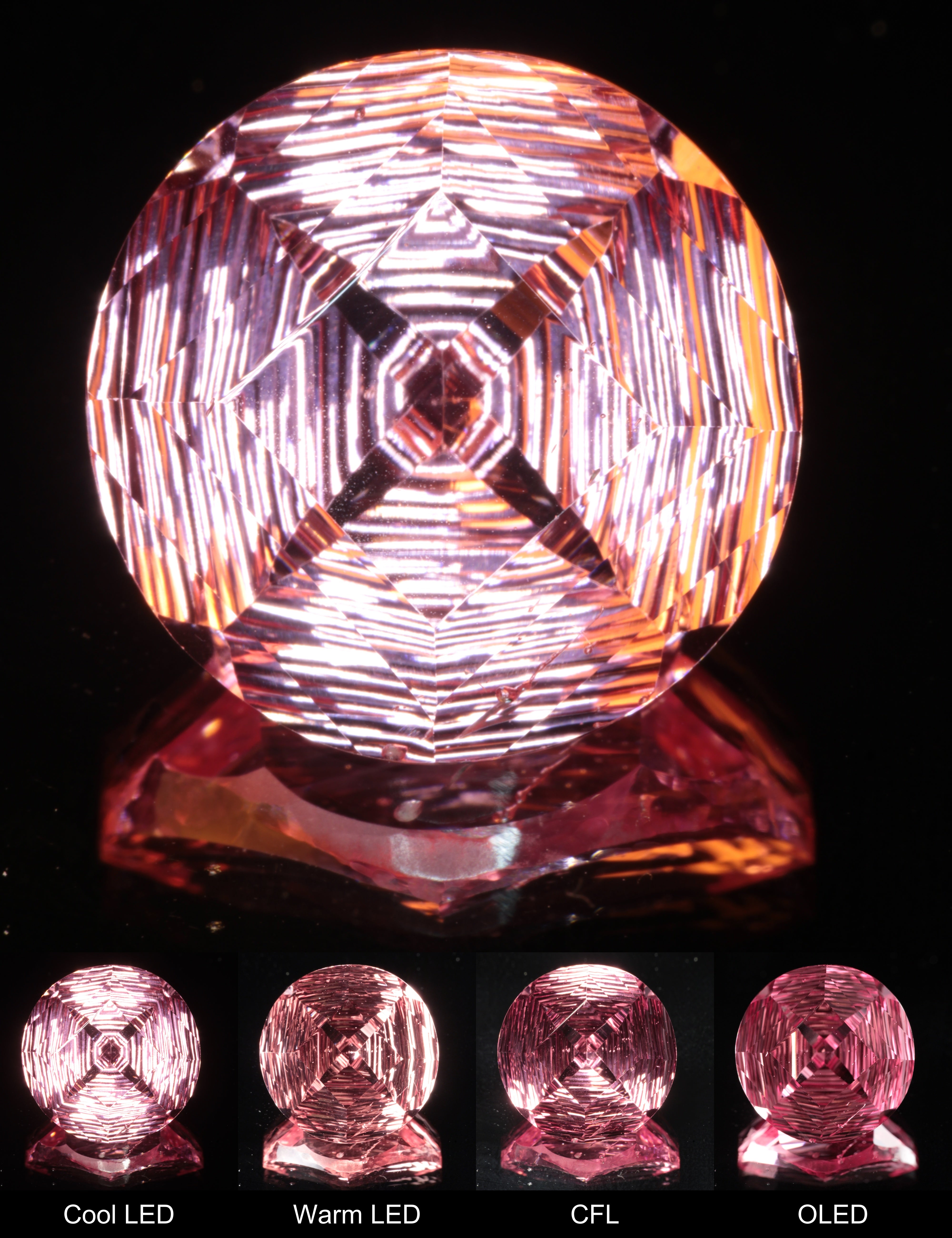 Fantasy Four Point Diamond Round Cut Strawberry Laser Sapphire