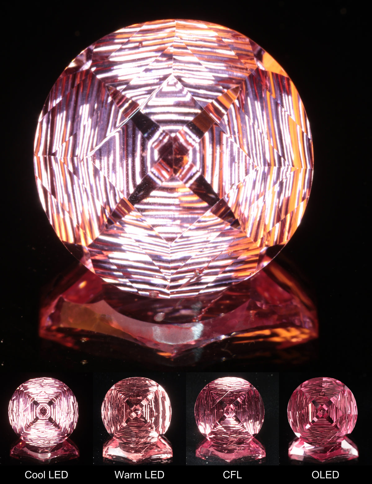 Fantasy Four Point Diamond Round Cut Strawberry Laser Sapphire