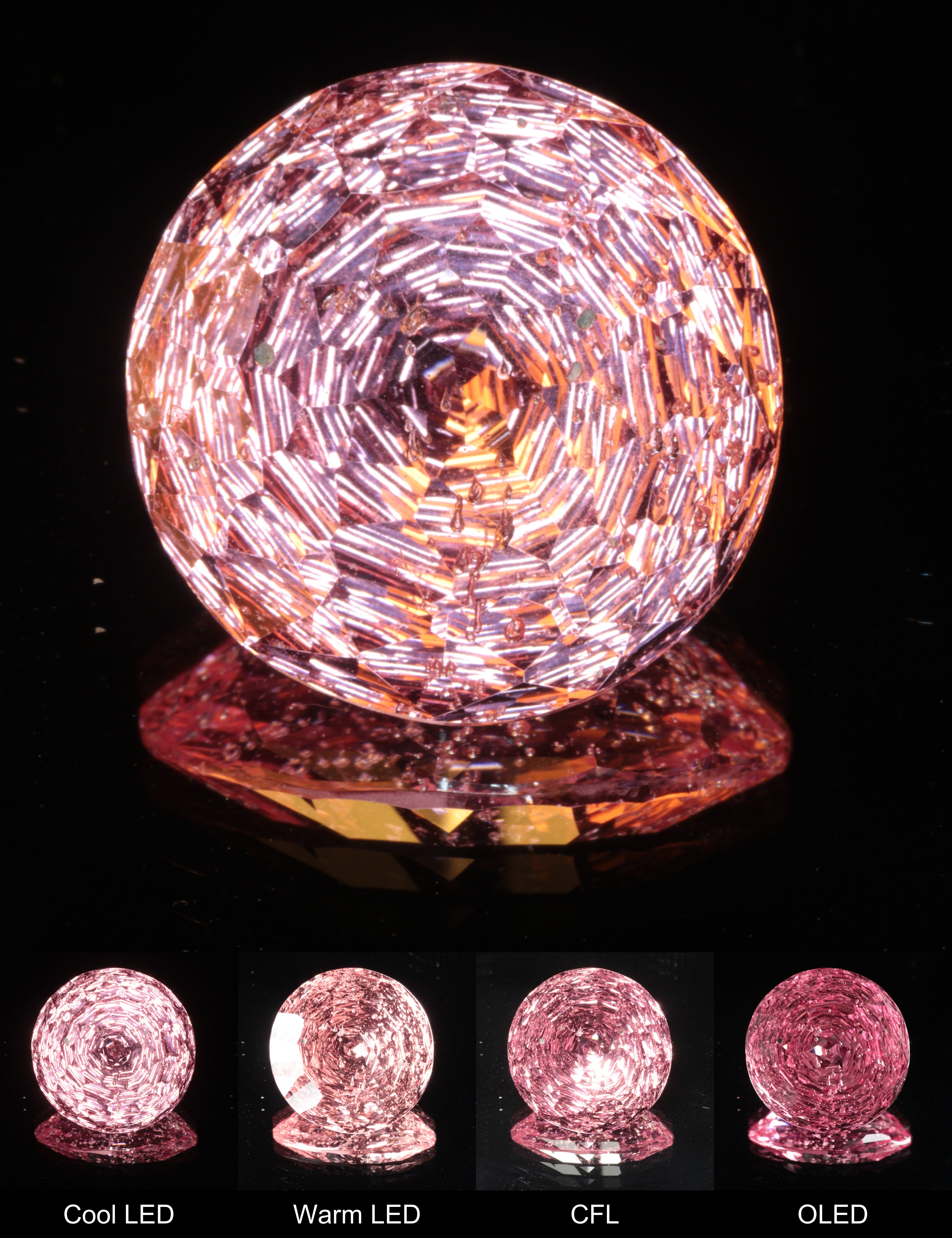 Fantasy Rosepetal Round Cut Strawberry Laser Sapphire