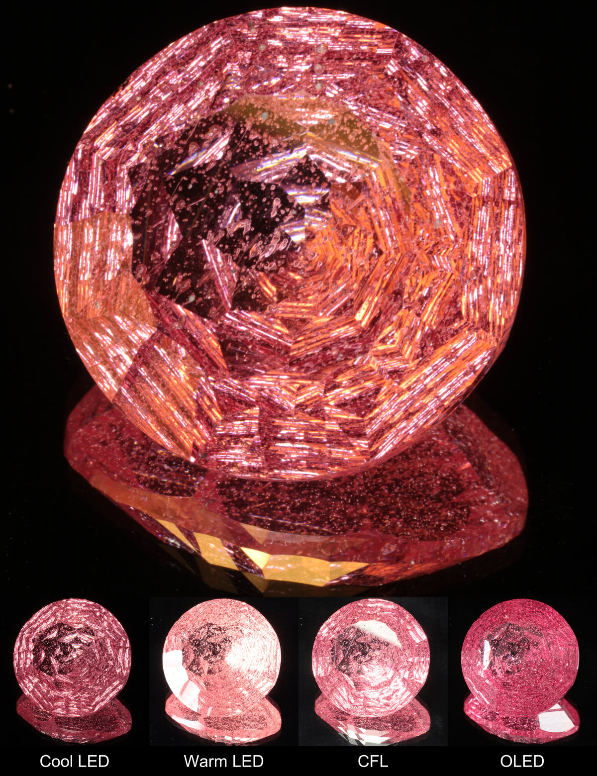 Fantasy Rosepetal Round Cut Strawberry Laser Sapphire