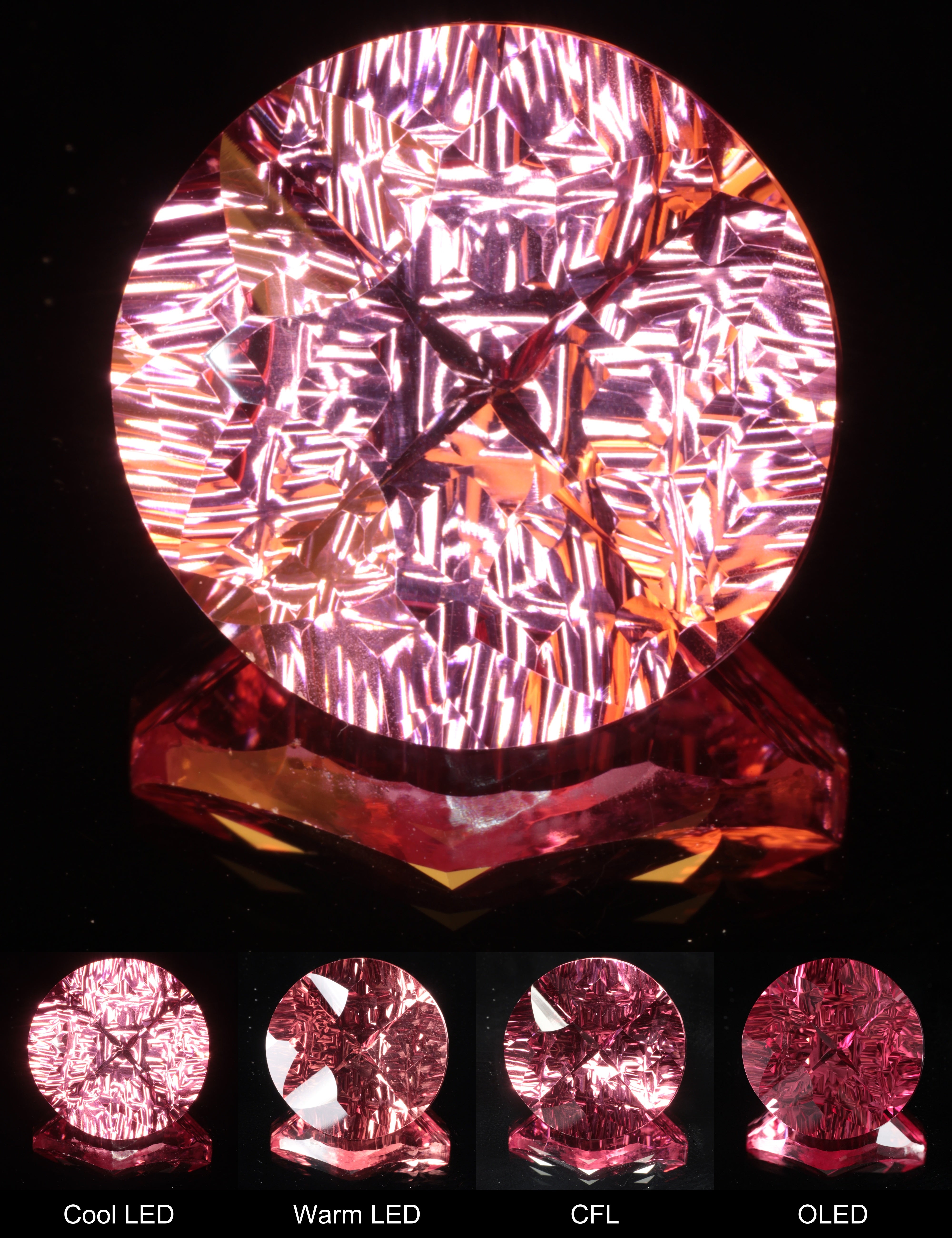 Fantasy Ripple Round Cut Strawberry Laser Sapphire