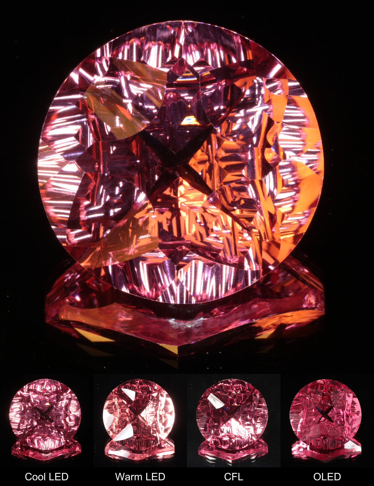 Fantasy Ripple Round Cut Strawberry Laser Sapphire