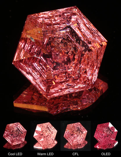 Fantasy Crinkle Hexagon Cut Strawberry Laser Sapphire