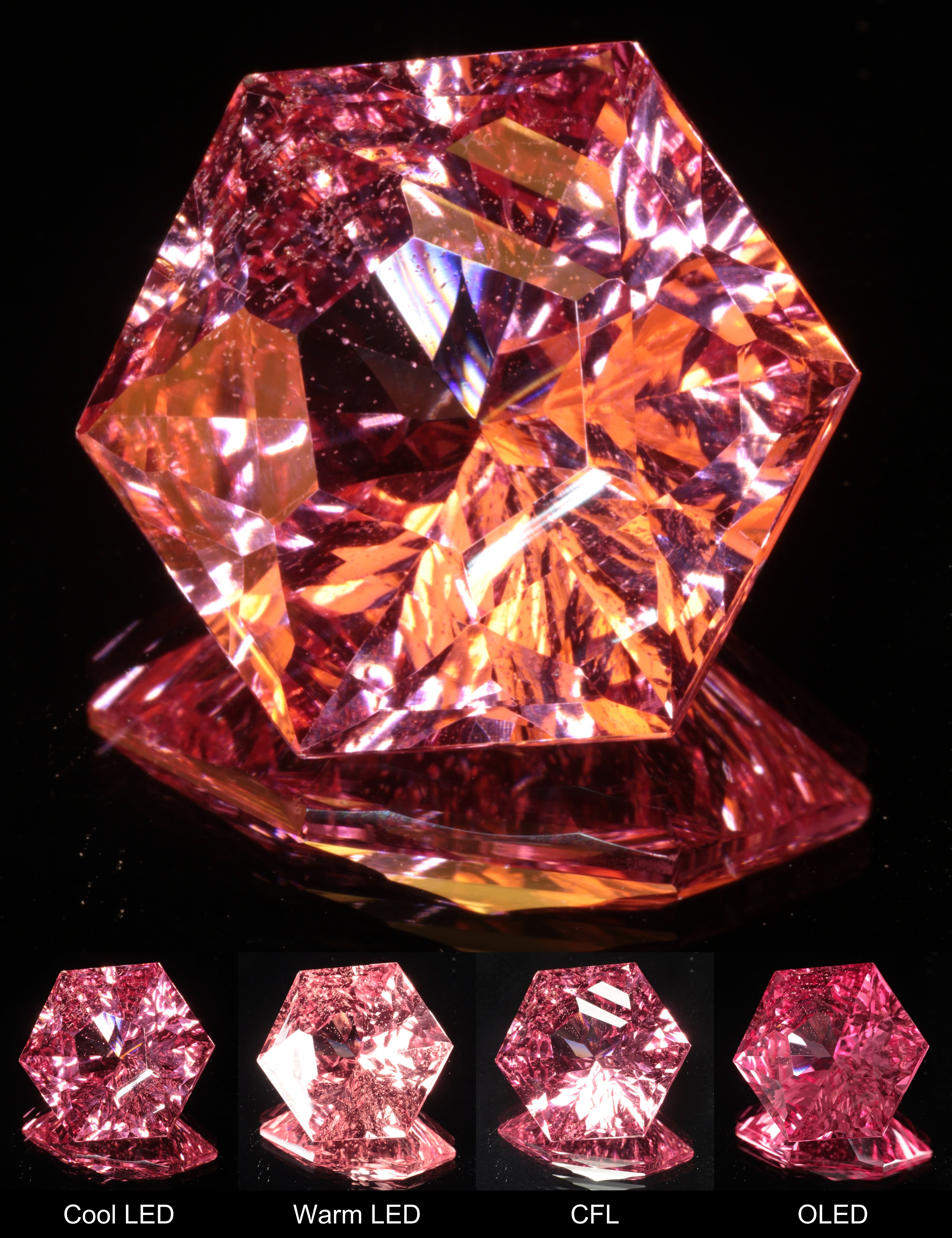 Fantasy Hexagon Cut Strawberry Laser Sapphire