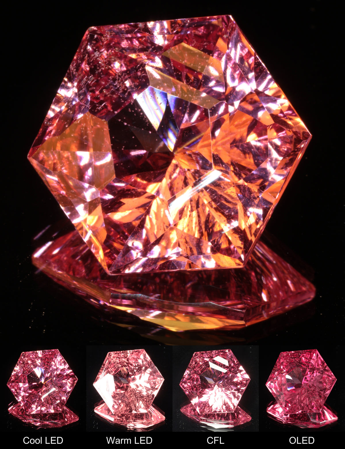 Fantasy Hexagon Cut Strawberry Laser Sapphire