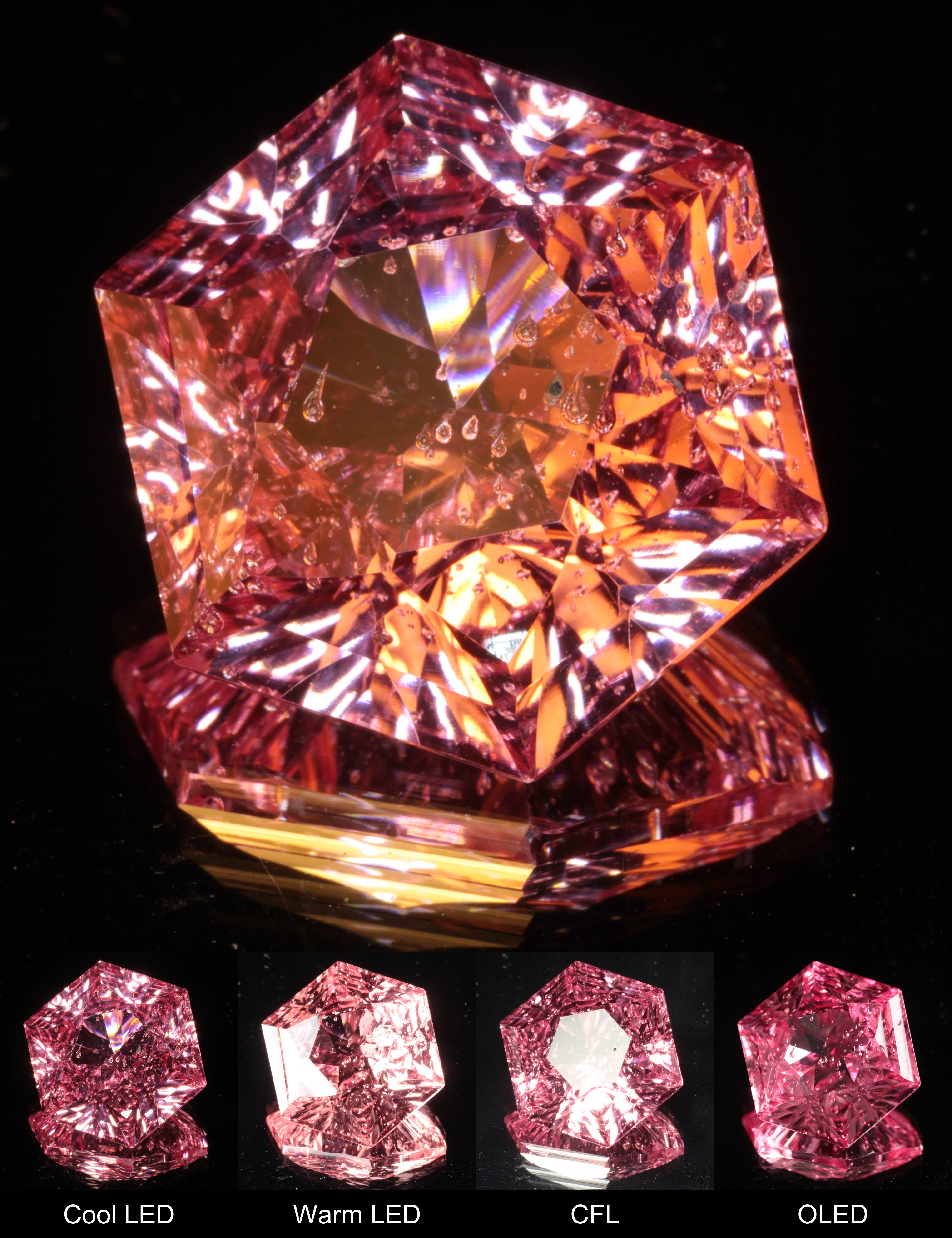 Fantasy Hexagon Cut Strawberry Laser Sapphire