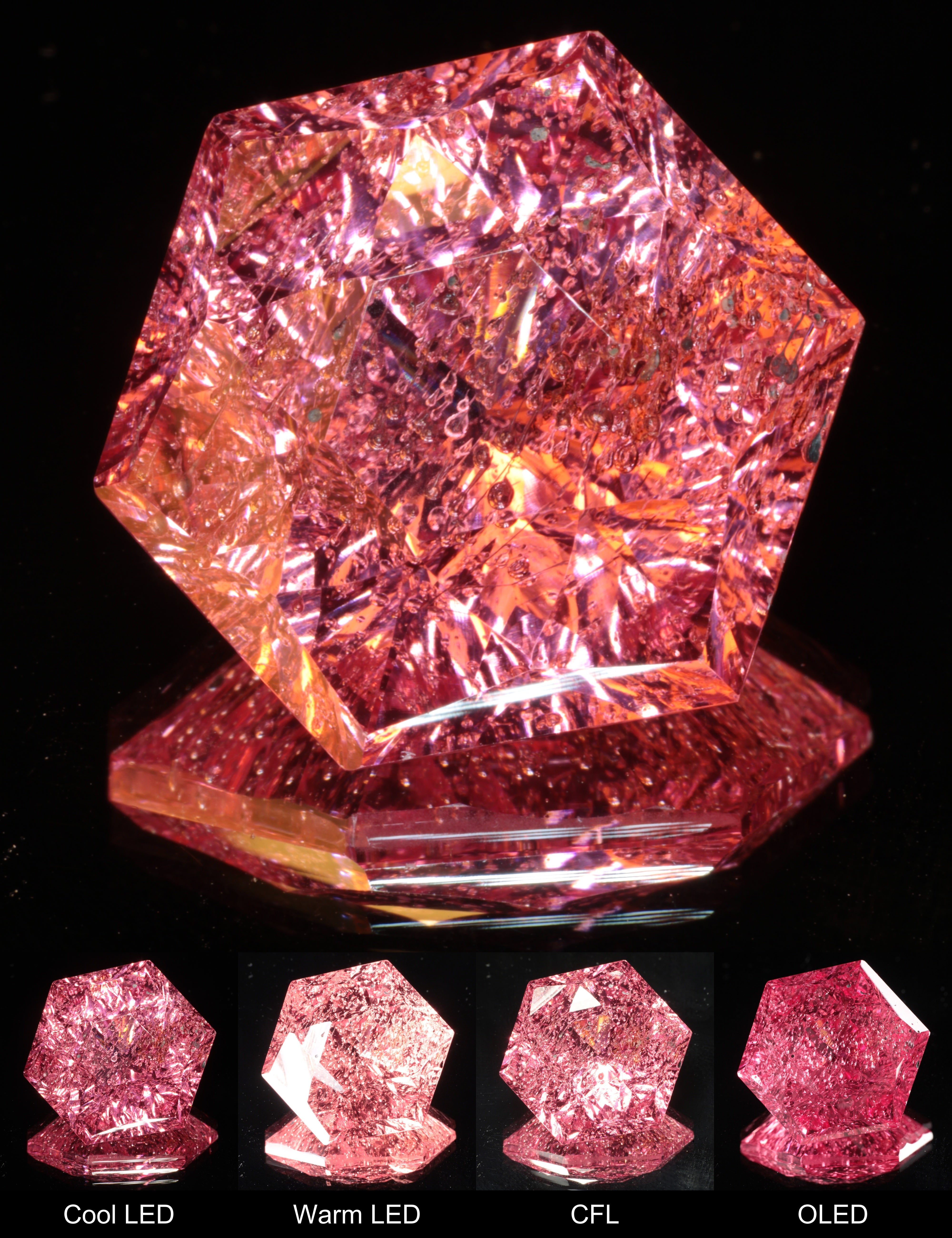 Fantasy Hexagon Cut Strawberry Laser Sapphire