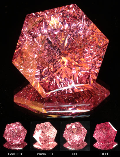 Fantasy Hexagon Cut Strawberry Laser Sapphire
