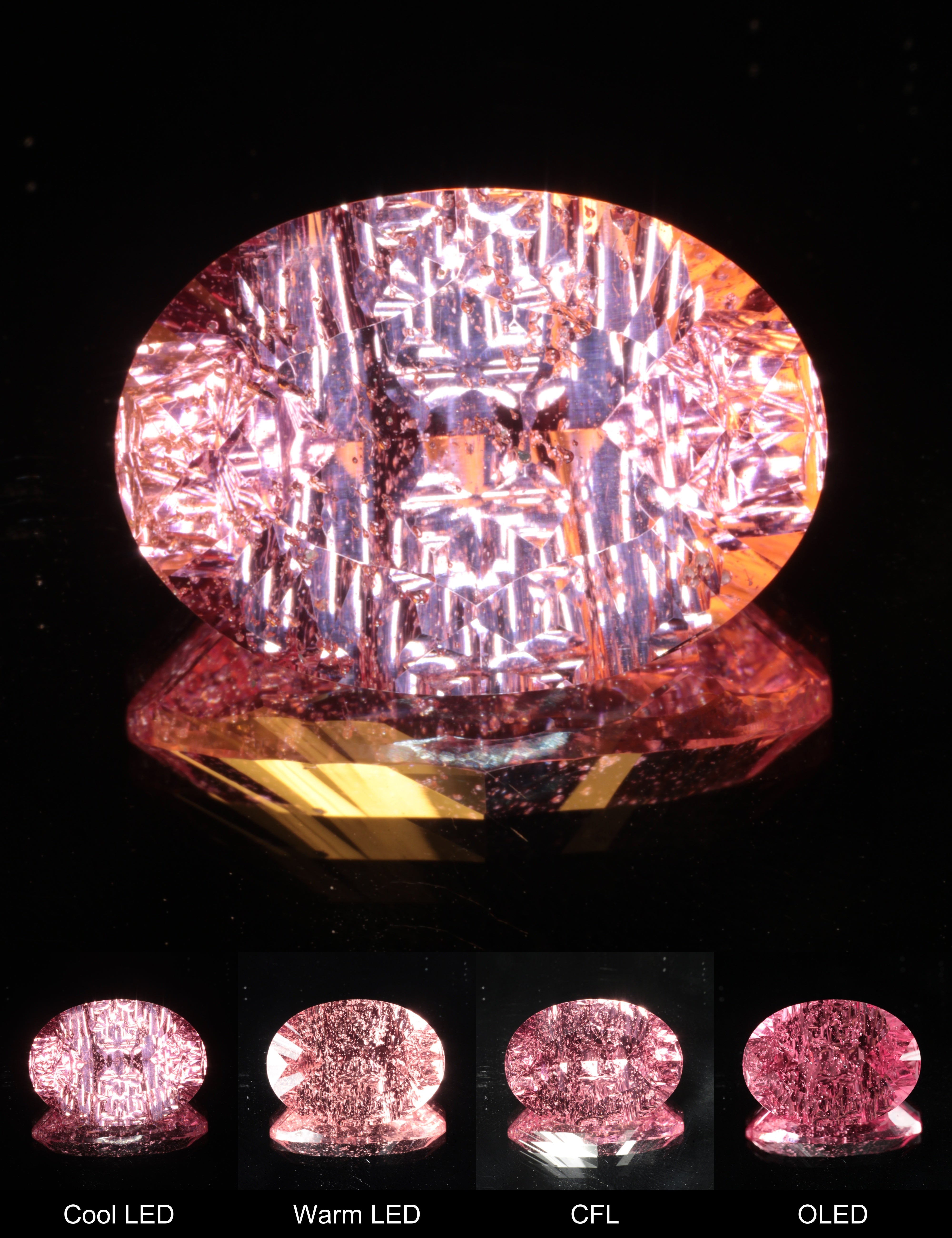 Fantasy Rippled Oval Cut Strawberry Laser Sapphire