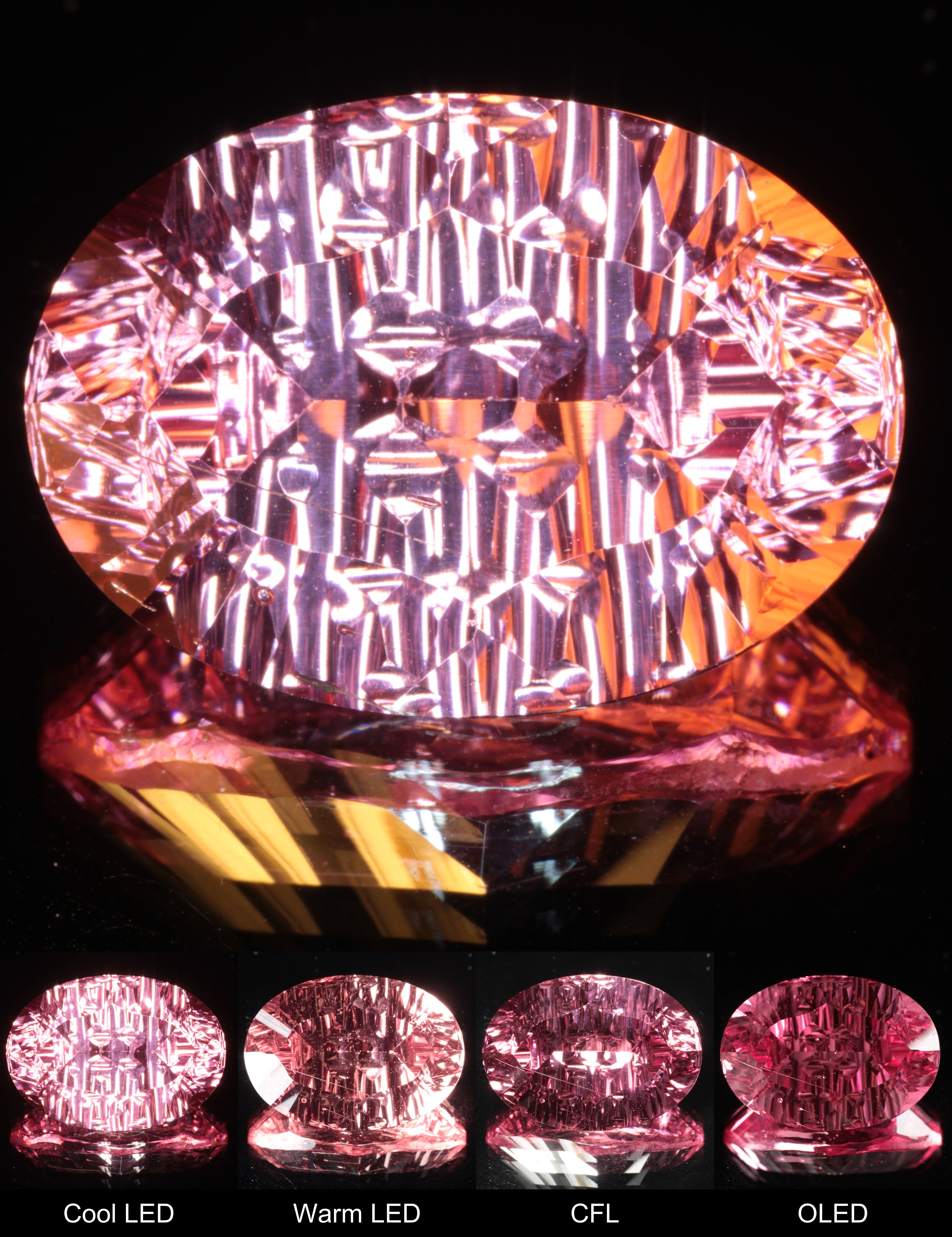 Fantasy Rippled Oval Cut Strawberry Laser Sapphire