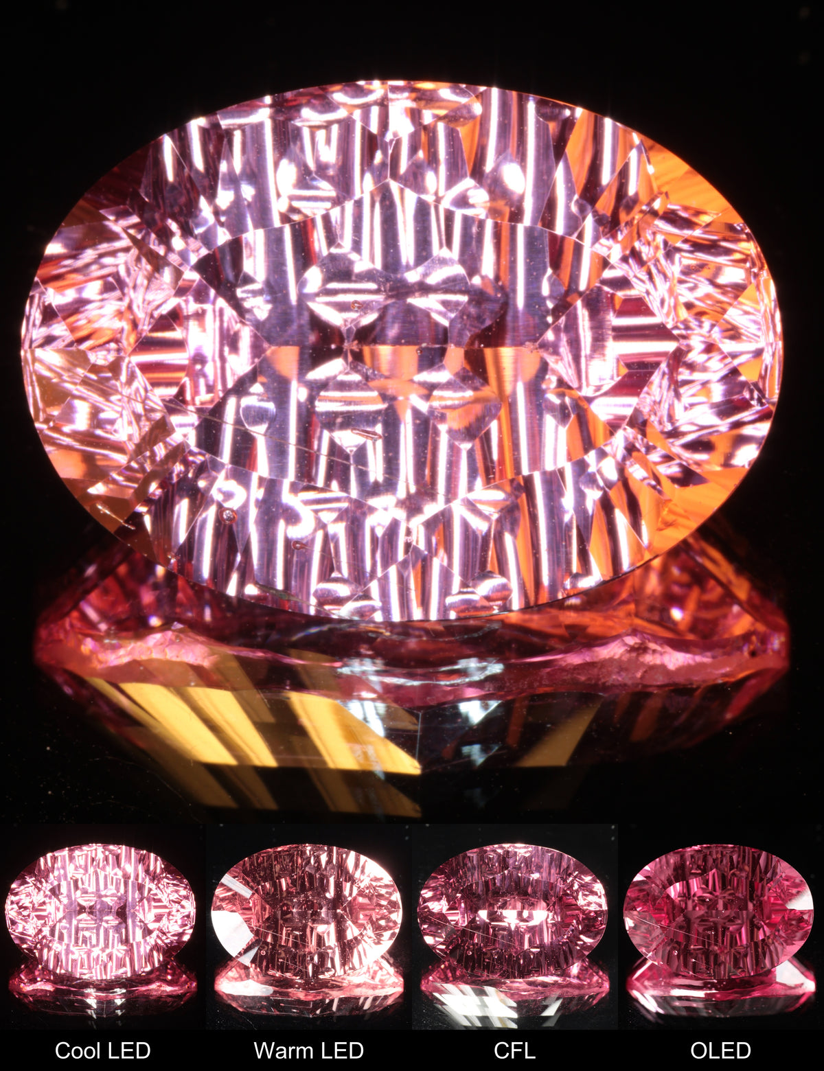 Fantasy Rippled Oval Cut Strawberry Laser Sapphire