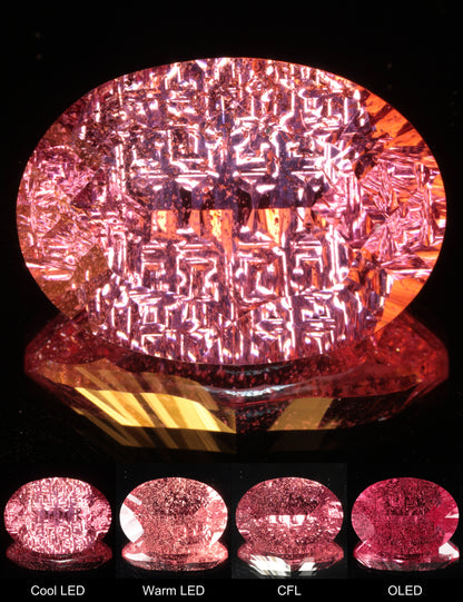Fantasy Rippled Oval Cut Strawberry Laser Sapphire