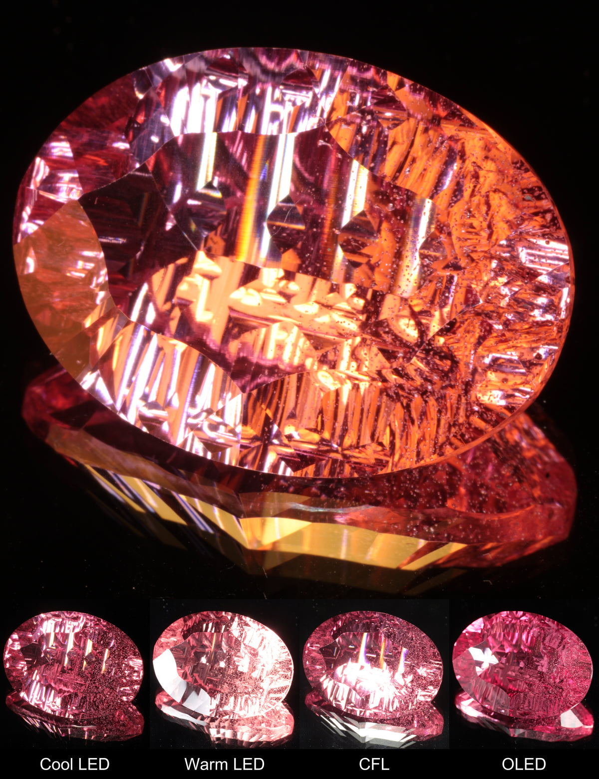 Fantasy Rippled Oval Cut Strawberry Laser Sapphire